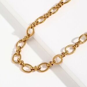 18K Gold Plated Oval Link Gipsy Chain Necklace